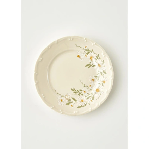 Bella Maison Daisy Porselen 6'lı Pasta Tabağı Krem (20 Cm) Bej
