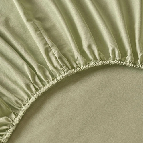 Bella Maison %100 Pamuk Saten King Size Lastikli Çarşaf Sisli Yeşil (180x200x35 Cm) Sisli Yeşil