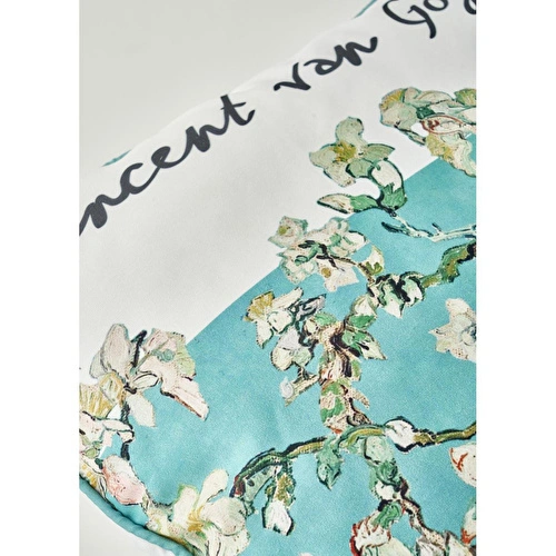 Bella Maison Van Gogh Almond Blossom Pamuklu Baskılı Dekoratif Yastık Kılıfı Turkuaz (43x43 Cm) Turkuaz