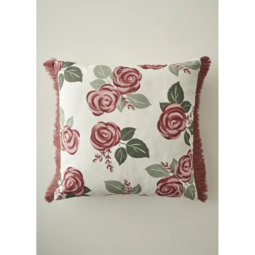Bella Maison Rose Baskılı Kırlent Kılıfı Krem (43x43 Cm) Krem