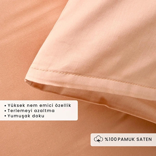 Bella Maison %100 Pamuk Saten 2'li Yastık Kılıfı Somon (50x70 Cm) Somon