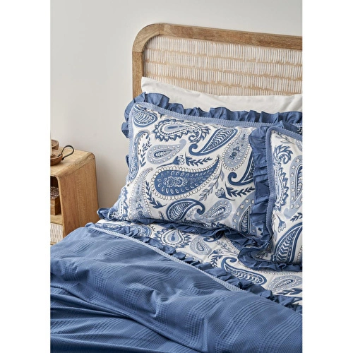 Bella Maison %100 Pamuk Paisley Çift Kişilik Pike Takımı Mavi (200x220 Cm) Mavi
