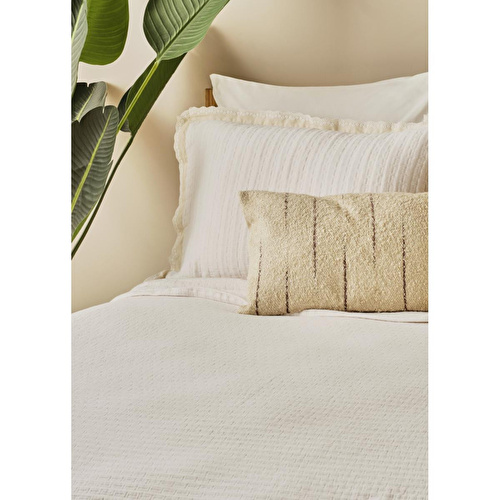 Bella Maison %100 Pamuk Vintage Çift Kişilik Yatak Örtüsü Seti Krem (240x260 Cm) Krem