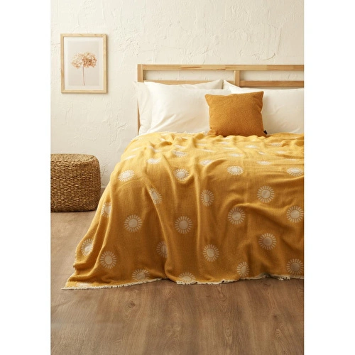 Bella Maison Sunny Pamuklu Çift Kişilik Yatak Örtüsü Sarı (200x220 Cm) Sarı