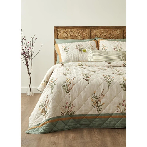 Bella Maison Flores Kapitoneli Çok Amaçlı Çift Kişilik Yatak Örtüsü Seti (240x220 Cm) Çok Renkli