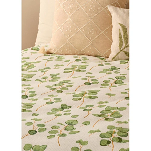 Bella Maison Ocaliptus Pamuklu Çift Kişilik Baskılı Pike Yeşil (200x220 Cm) Yeşil