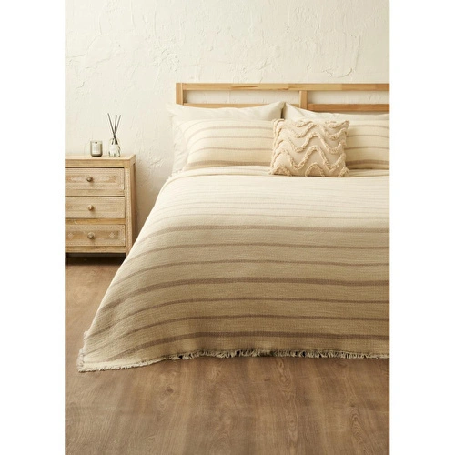 Bella Maison %100 Pamuk Bahama Müslin Dolgulu Çok Amaçlı Çift Kişilik Yatak Örtüsü Seti Krem (230x250 Cm) Krem