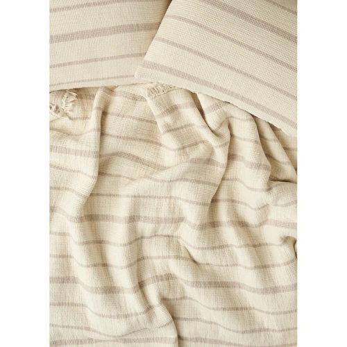 Bella Maison %100 Pamuk Bahama Müslin Dolgulu Çok Amaçlı Çift Kişilik Yatak Örtüsü Seti Krem (230x250 Cm) Krem