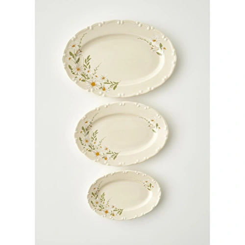 Bella Maison Daisy Porselen Sunum Tabağı Krem (20 Cm) Krem
