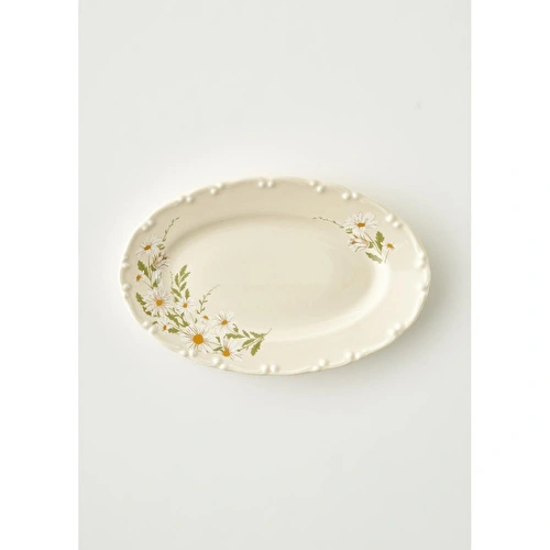 Bella Maison Daisy Porselen Sunum Tabağı Krem (20 Cm) Krem