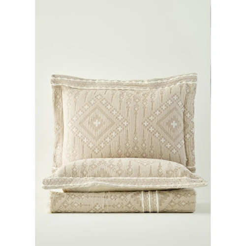 Bella Maison %100 Pamuk Glorinda Çift Kişilik Yatak Örtüsü Seti Bej (230x240 Cm) Bej