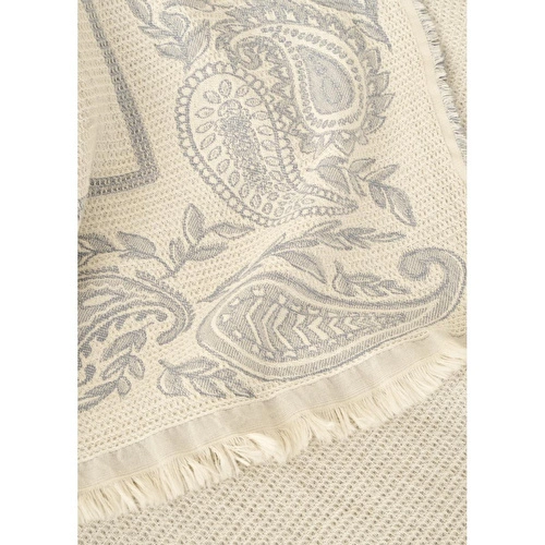 Bella Maison %100 Pamuk Paisley Jakarlı Çift Kişilik Yatak Örtüsü Seti Mavi (240x260 Cm) Mavi