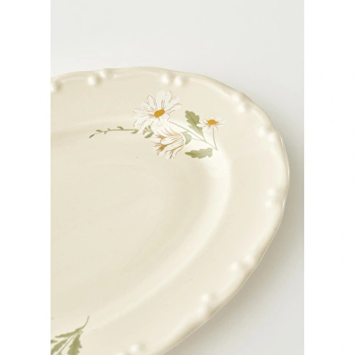 Bella Maison Daisy Porselen Sunum Tabağı Krem (25 Cm) Krem