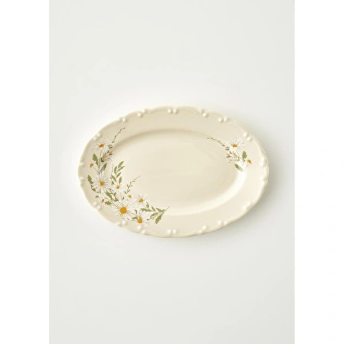 Bella Maison Daisy Porselen Sunum Tabağı Krem (25 Cm) Krem