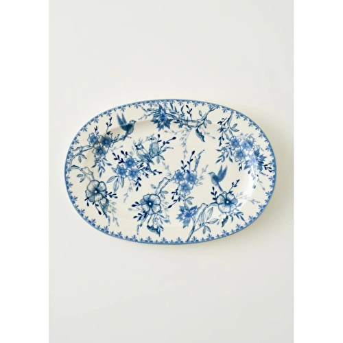 Bella Maison Bleu Blanc Porselen Büyük Sunum Tabağı Mavi (30 Cm) Mavi