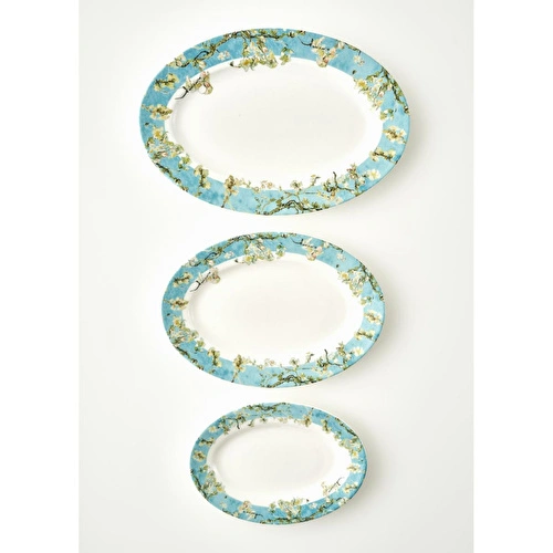 Bella Maison Van Gogh Almond Blossom Porselen Sunum Tabağı 3'lü Turkuaz
