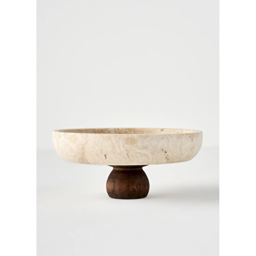 Bella Maison Ephesus Traverten Ayaklı Sunum Kasesi Naturel (25 Cm) Naturel