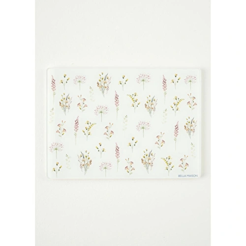 Bella Maison Flores Cam Kesme Tahtası (35x25 Cm) Çok Renkli