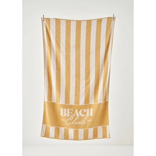 Bella Maison %100 Pamuk Beach Clup Plaj Havlusu Hardal (90x150 Cm) Hardal