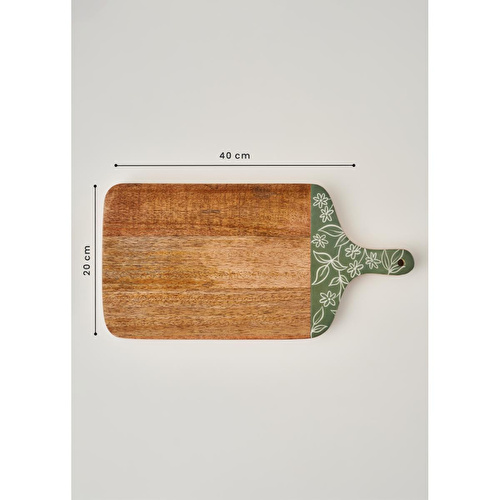 Bella Maison Floral Mango Sunum Ve Kesme Tahtası Yeşil (40x20x2 Cm) Yeşil