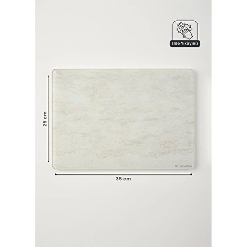 Bella Maison Marbella Cam Kesme Tahtası Ekru (35x25 Cm) Ekru