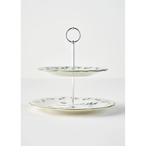 Bella Maison Ocaliptus Stoneware 2 Katlı Kurabiyelik Yeşil Yeşil