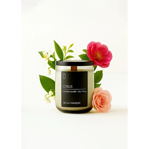 Bella Maison Citrus Ahşap Fitilli Soy Wax Mum Antrasit