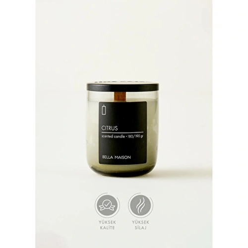 Bella Maison Citrus Ahşap Fitilli Soy Wax Mum Antrasit