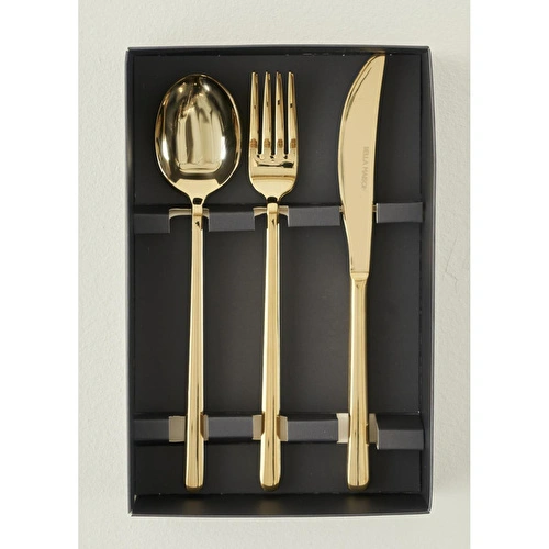 Bella Maison Milano 18 Parça Yemek Çatal Kaşık Bıçak Seti Gold Gold