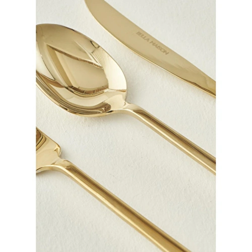 Bella Maison Milano 18 Parça Yemek Çatal Kaşık Bıçak Seti Gold Gold