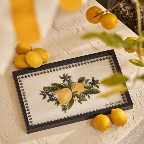 Bella Maison Lemoncello Dekoratif Cam Tepsi (22x37 Cm) Çok Renkli