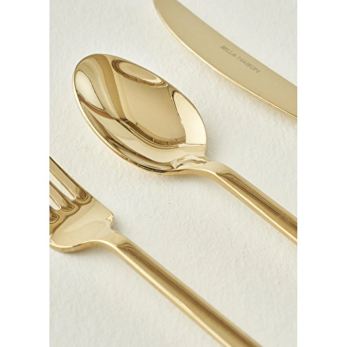 Bella Maison Milano 18 Parça Tatlı Çatal Kaşık Bıçak Seti Gold Gold