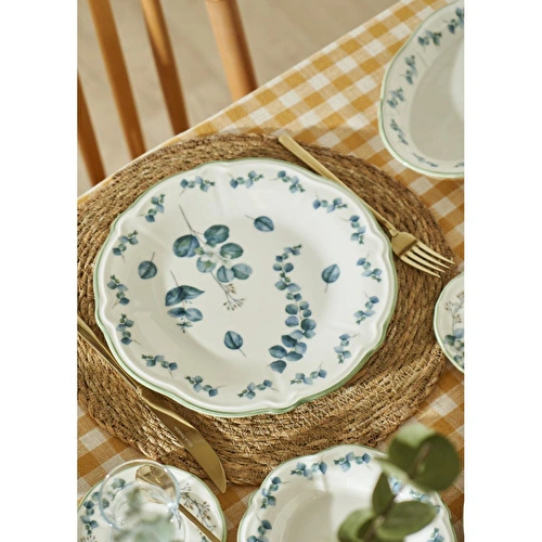 Bella Maison Ocaliptus Stoneware 26 Parça 6 Kişilik Kahvaltı Takımı Yeşil Yeşil
