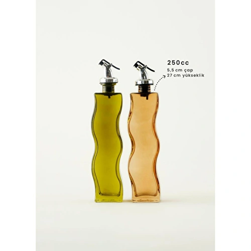 Bella Maison Wavy 2'li Yağlık Sirkelik Seti Amber-yeşil (250 Cc)