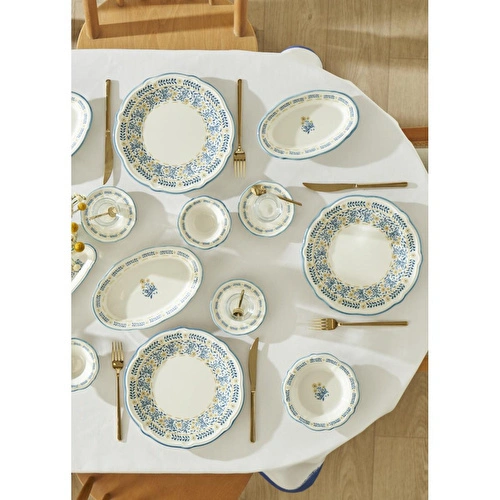 Bella Maison Liana Stoneware 52 Parça 12 Kişilik Kahvaltı Takımı Mavi