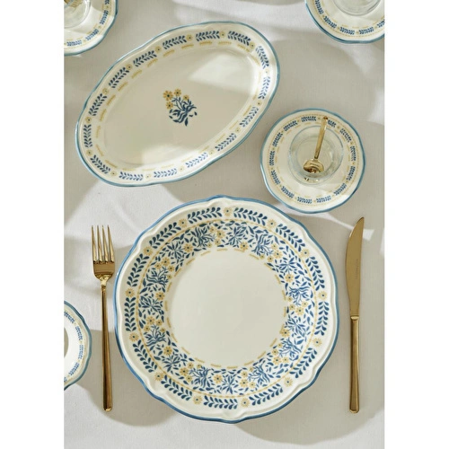 Bella Maison Liana Stoneware 52 Parça 12 Kişilik Kahvaltı Takımı Mavi