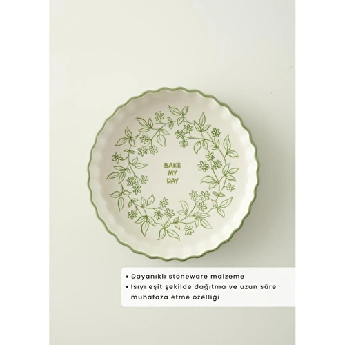 Bella Maison Floral Stoneware Fırın Kabı Beyaz (26x5 Cm) Beyaz