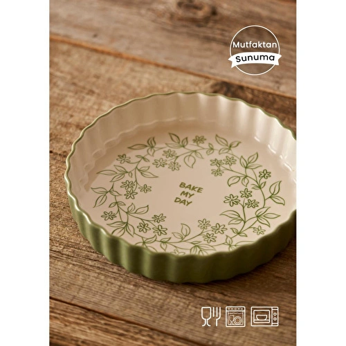 Bella Maison Floral Stoneware Fırın Kabı Beyaz (26x5 Cm) Beyaz