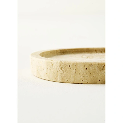 Bella Maison Ephesus Traverten Yuvarlak Dekoratif Tabak Naturel (20x4 Cm) Naturel
