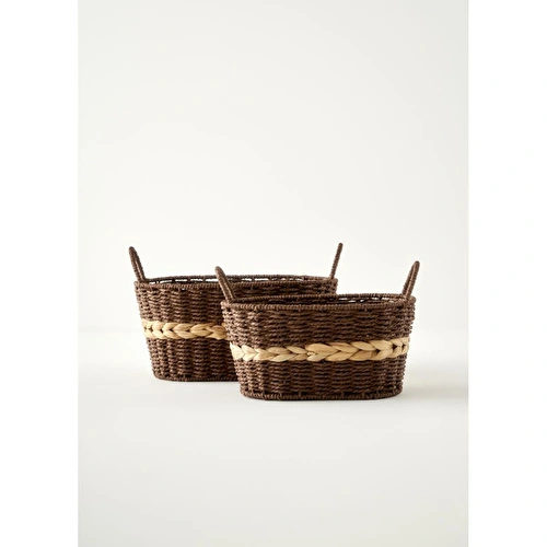 Bella Maison Neroa Kulplu Sepet Naturel (29x24x20 Cm) Naturel