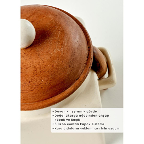 Bella Maison Sucre Seramik Kavanoz Krem (800 Ml) Krem