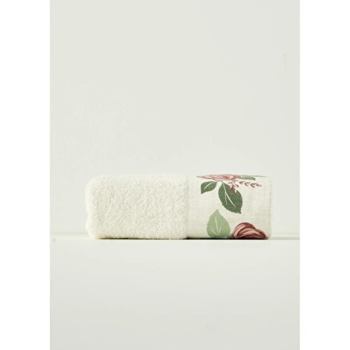 Bella Maison %100 Pamuk Rose Baskılı El Havlusu Krem (30x50 Cm) Krem