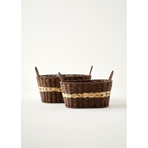 Bella Maison Neroa Kulplu Sepet Naturel (34x28x23 Cm) Naturel