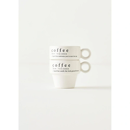 Bella Maison Coffeeaholic Seramik Espresso 2'li Set Siyah (105 Cc) Siyah