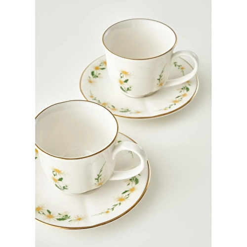 Bella Maison Daisy 2'li Çay Fincanı Seti Krem (200 Cc) Krem