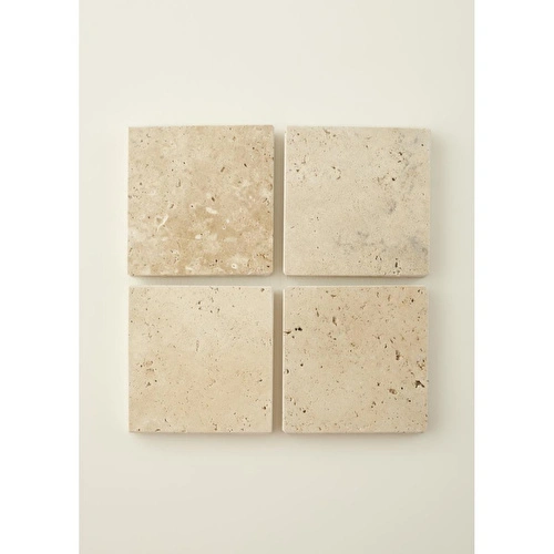 Bella Maison Ephesus 4'lü Traverten Bardak Altlığı (10x10 Cm) Naturel
