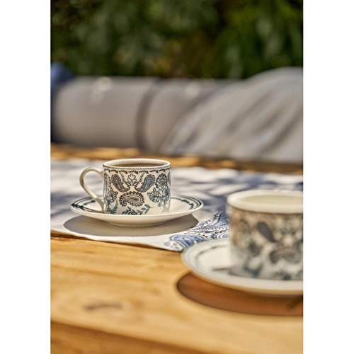 Bella Maison Paisley Porselen 2'li Çay Fincanı Mavi (180 Cc) Mavi