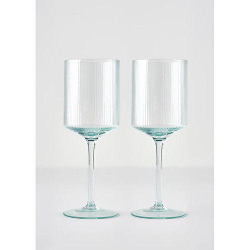 Bella Maison Stripe Kadeh 2'li Yeşil (440 Cc)