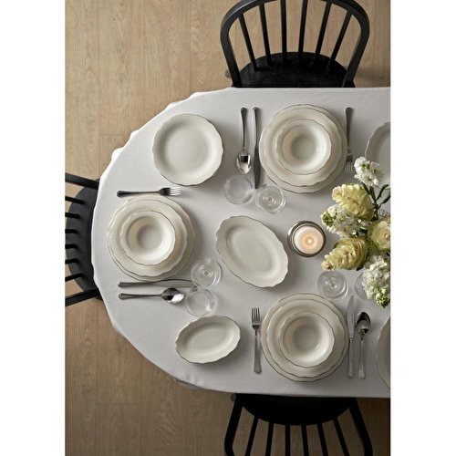Bella Maison Victoria Porselen 24 Parça 6 Kişilik Yemek Takımı Silver Silver