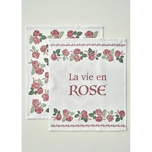 Bella Maison Rose Pamuklu Baskılı Kurulama Bezi 2'li Krem (40x50 Cm) Krem